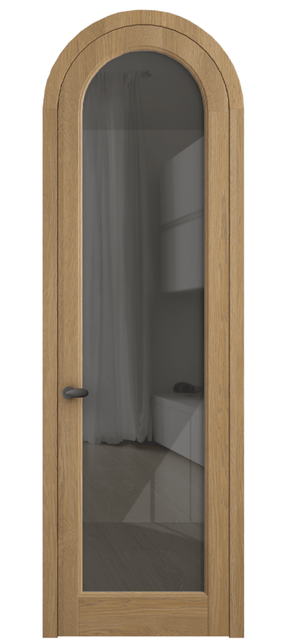 Межкомнатная дверь Палаццо 6814 Дуб пшеничный матовый Рефлективное серое стекло "Стопсол", калёное Цена 11200 AZE | Volhovec