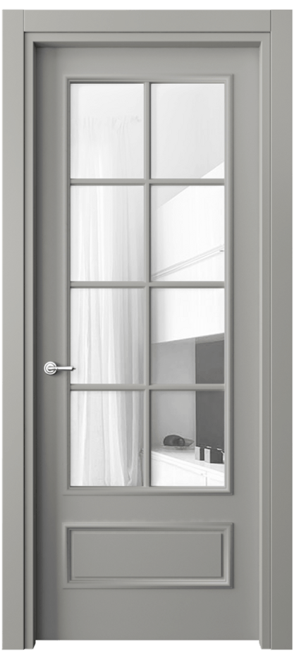 Межкомнатная дверь Paris 8112 Матовый нейтральный серый Прозрачное стекло Цена 3380 AZE| Volhovec