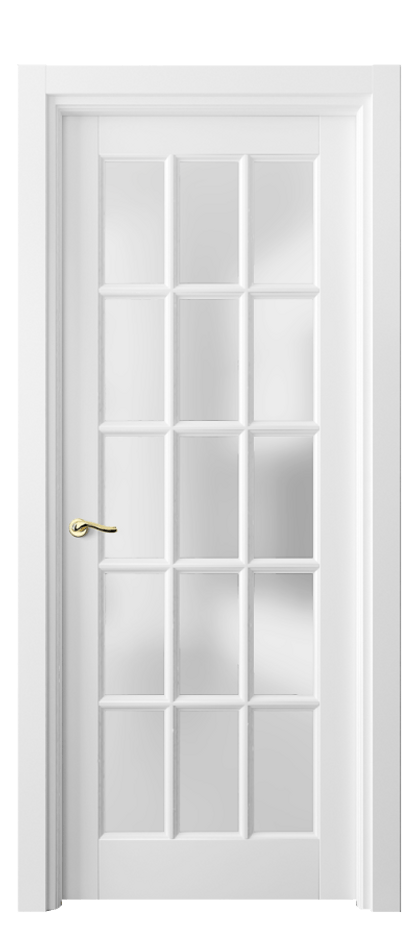 Межкомнатная дверь Лигнум 0708 Матовый белоснежный Сатинированное стекло Цена 6010 AZE | Volhovec