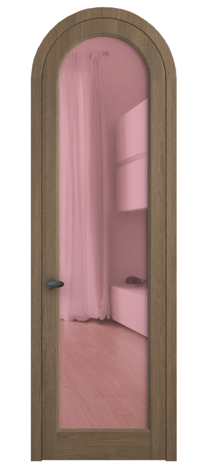 Межкомнатная дверь Palazzo 6814 Дуб джутовый матовый Прозрачное розовое стекло, триплекс Цена 10800 AZE | Volhovec