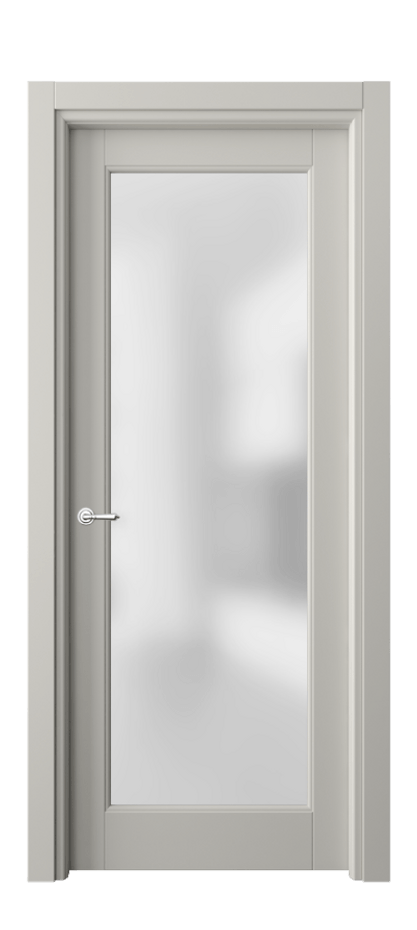 Межкомнатная дверь Тоскана Элегантэ 6300 Матовый тёплый серый Сатинированное стекло Цена 4931 AZE | Volhovec