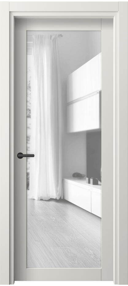Межкомнатная дверь Нео 2102 ПЭТ белоснежный Прозрачное стекло, триплекс Цена 1710 AZE | Volhovec