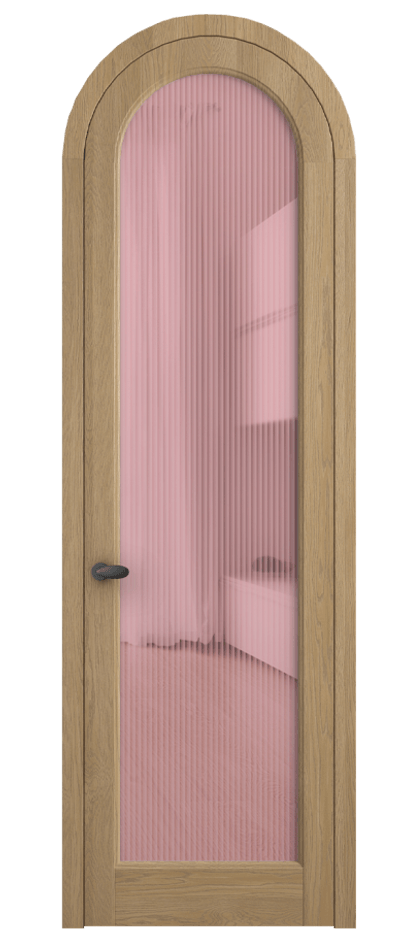 Межкомнатная дверь Палаццо 6814 Дуб соломенный матовый Рифлёное розовое стекло "Мору", триплекс Цена 11200 AZE | Volhovec