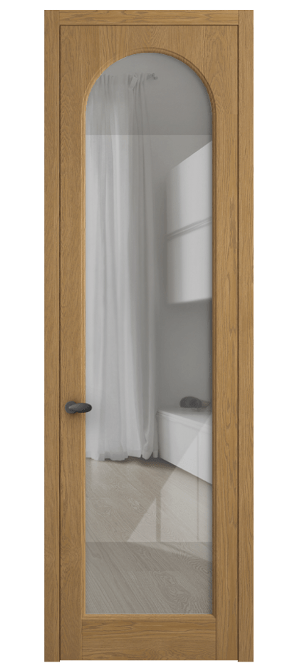 Межкомнатная дверь Палаццо 6804 Дуб солнечный матовый Рефлективное прозрачное стекло "Стопсол", калёное Цена 8100 AZE | Volhovec