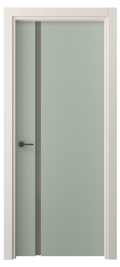 Межкомнатная дверь Freedom 4222 ПЭТ светло-оливковый Сатинированное серое стекло, триплекс Цена 1600 AZE | Volhovec