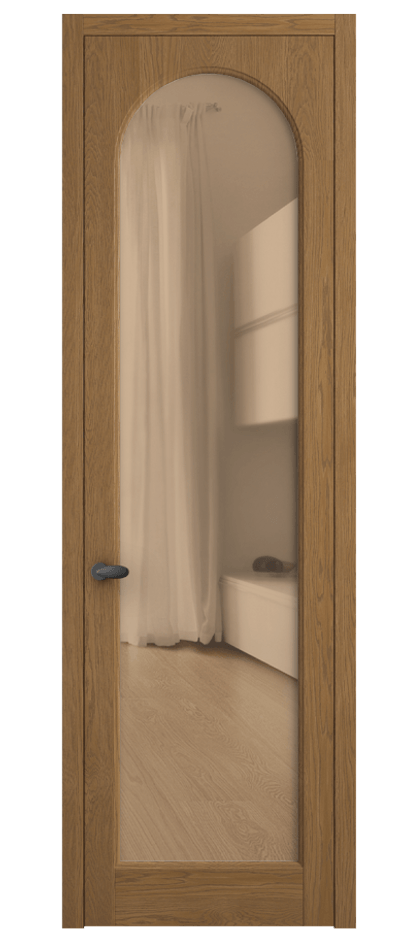 Межкомнатная дверь Палаццо 6804 Дуб пряный матовый Прозрачное оранжевое стекло, триплекс Цена 8000 AZE | Volhovec