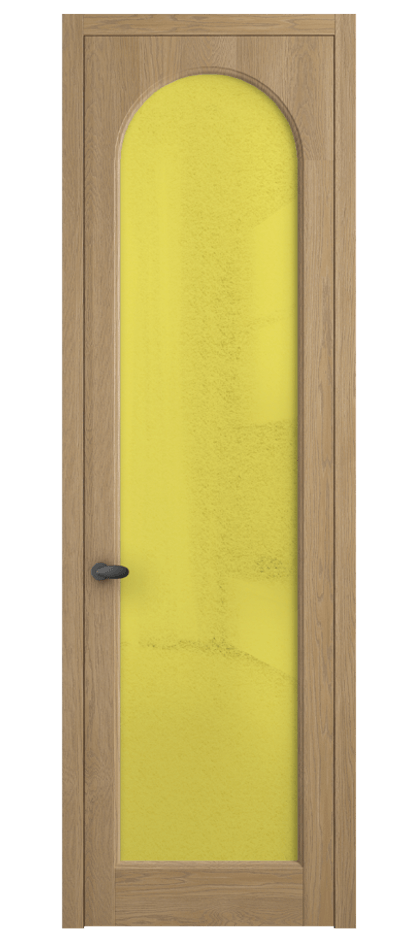 Межкомнатная дверь Палаццо 6804 Дуб соломенный матовый Фактурное жёлтое стекло "Лёд", триплекс Цена 8000 AZE | Volhovec