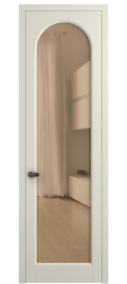 Межкомнатная дверь Палаццо 6804 Матовый молочно-белый Прозрачное оранжевое стекло, триплекс Цена 5100 AZE | Volhovec