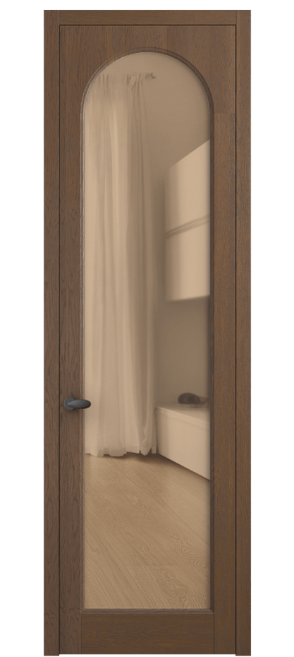 Межкомнатная дверь Палаццо 6804 Дуб каштановый матовый Прозрачное оранжевое стекло, триплекс Цена 8000 AZE | Volhovec