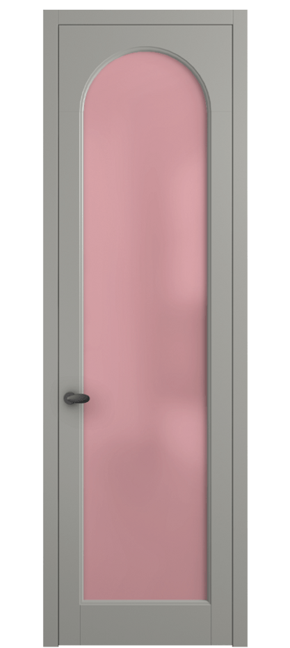 Межкомнатная дверь Палаццо 6804 Матовый нейтральный серый Сатинированное розовое стекло, триплекс Цена 5100 AZE | Volhovec