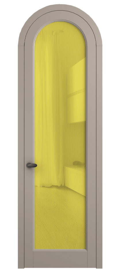 Межкомнатная дверь Палаццо 6814 Матовый бисквитный Рифлёное желтое стекло "Дюна", триплекс Цена 6800 AZE | Volhovec