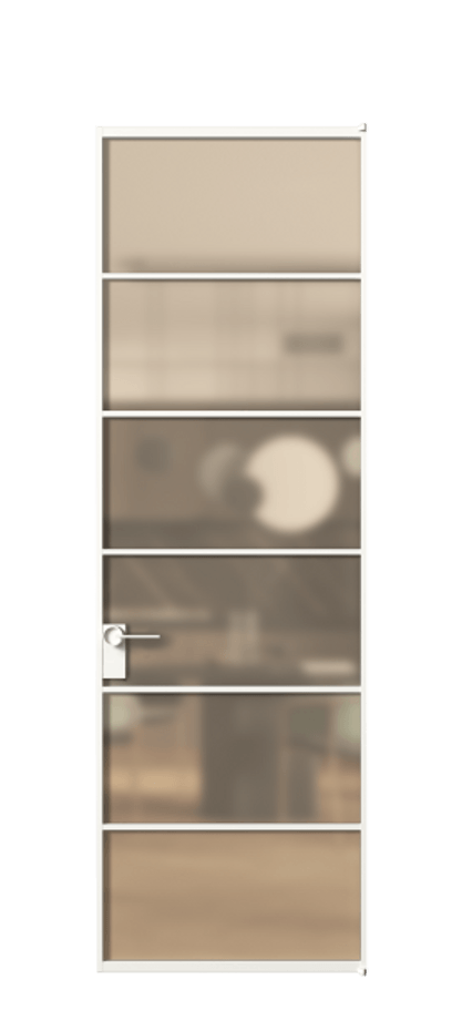 Алюминиевая дверь АЛПЛ040.04 Алюминий Белый Сатинированное оранжевое стекло, триплекс Цена 7530  | Volhovec