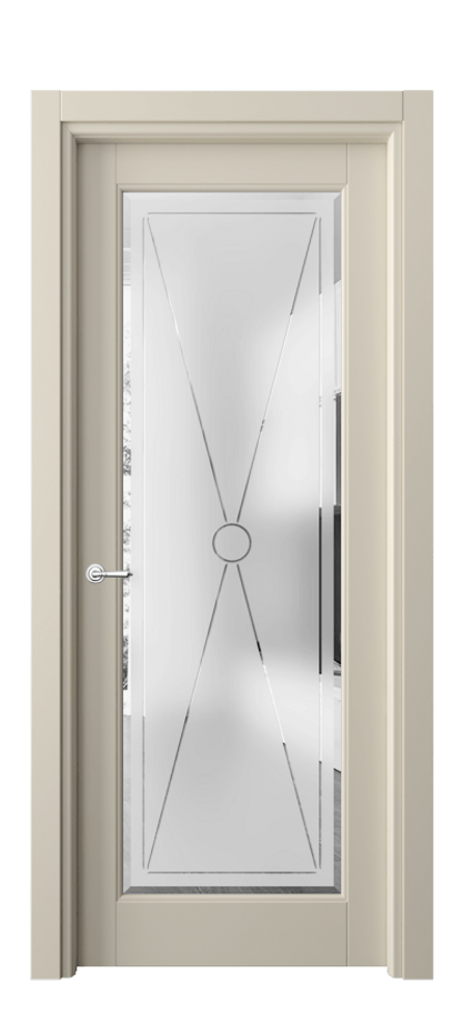 Межкомнатная дверь Тоскана Литера 6300 Матовый бежево-серый Сатинированное стекло с гравировкой «LITERA» Цена 4920 AZE | Volhovec