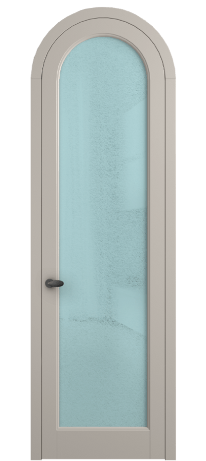 Межкомнатная дверь Палаццо 6814 Матовый светло-бежевый Фактурное голубое стекло "Лёд", триплекс Цена 6800 AZE | Volhovec