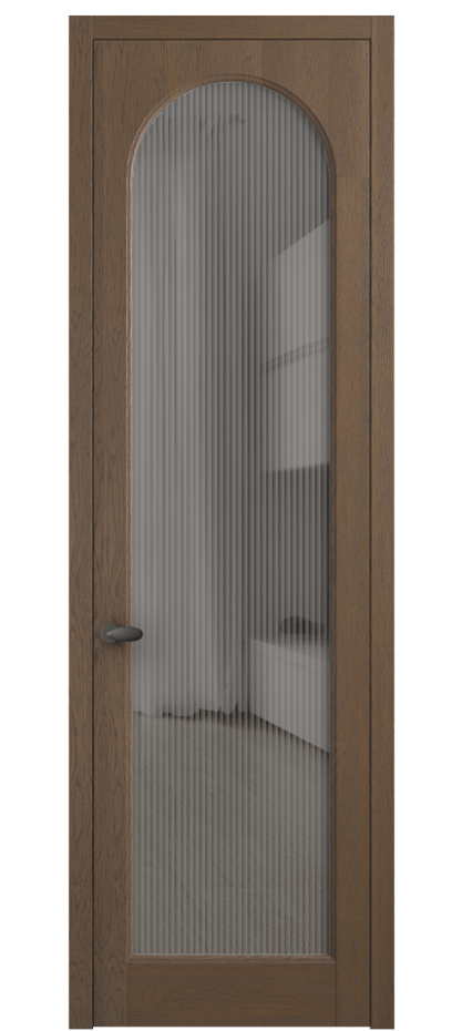 Межкомнатная дверь Палаццо 6804 Дуб туманный матовый Рифлёное серое стекло "Moru", триплекс Цена 8100 AZE | Volhovec