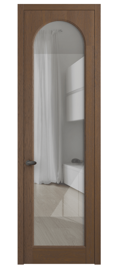 Межкомнатная дверь Палаццо 6804 Дуб каштановый матовый Рефлективное прозрачное стекло "Стопсол", калёное Цена 8100 AZE | Volhovec