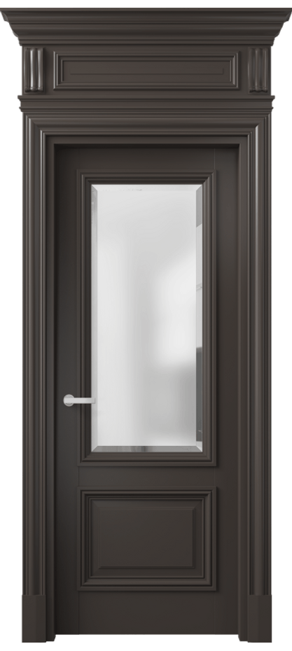 Межкомнатная дверь Антик 7302 Матовый антрацит Сатинированное стекло с фацетом Цена 8531 AZE | Volhovec