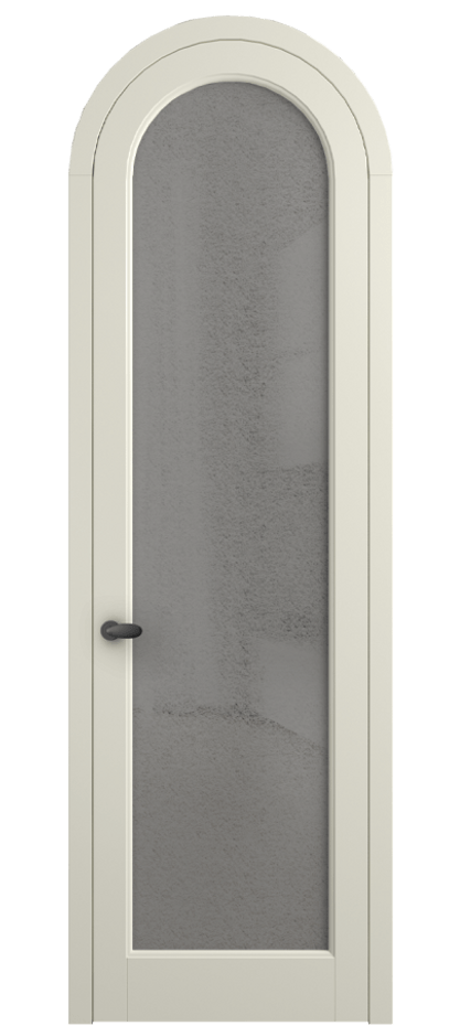 Межкомнатная дверь Палаццо 6814 Матовый молочно-белый Фактурное серое стекло "Лёд", триплекс Цена 6800 AZE | Volhovec