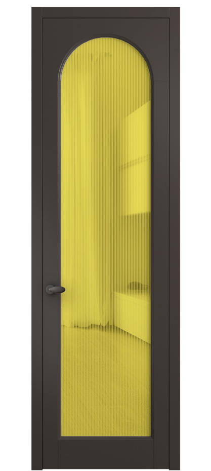 Межкомнатная дверь Палаццо 6804 Матовый антрацит Рифлёное жёлтое стекло "Мору", триплекс Цена 5500 AZE | Volhovec