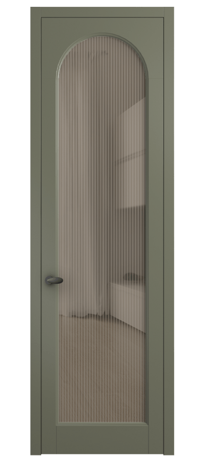 Межкомнатная дверь Палаццо 6804 Матовый оливковый тёмный Рифлёное бронзовое стекло "Мору", триплекс Цена 5500 AZE | Volhovec