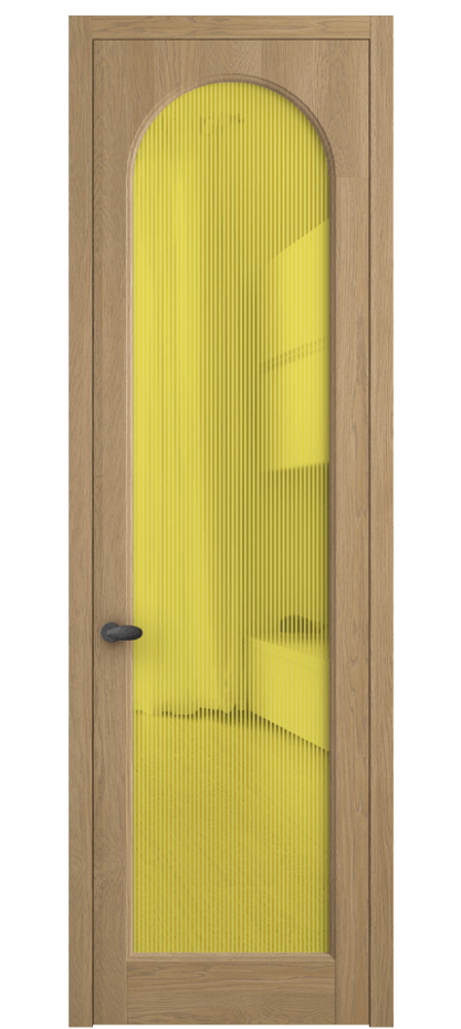 Межкомнатная дверь Палаццо 6804 Дуб соломенный матовый Рифлёное желтое стекло "Дюна", триплекс Цена 8000 AZE | Volhovec
