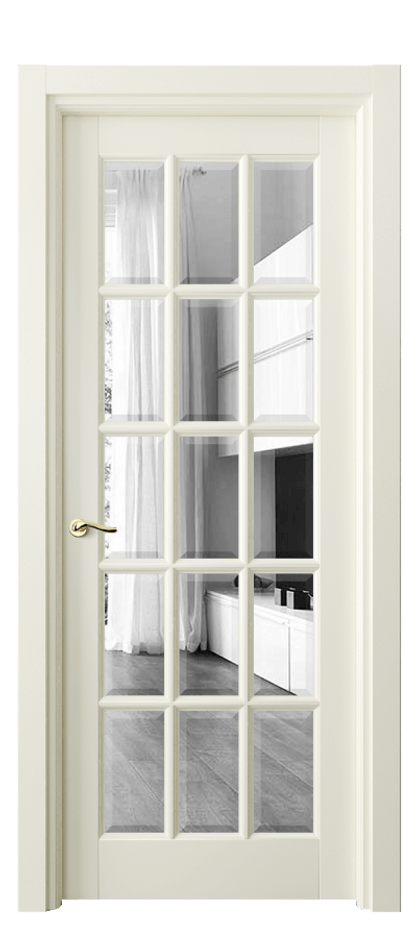 Межкомнатная дверь Лигнум 0708 Матовый молочно-белый Двустороннее зеркало с фацетом, триплекс Цена 6370 AZE | Volhovec