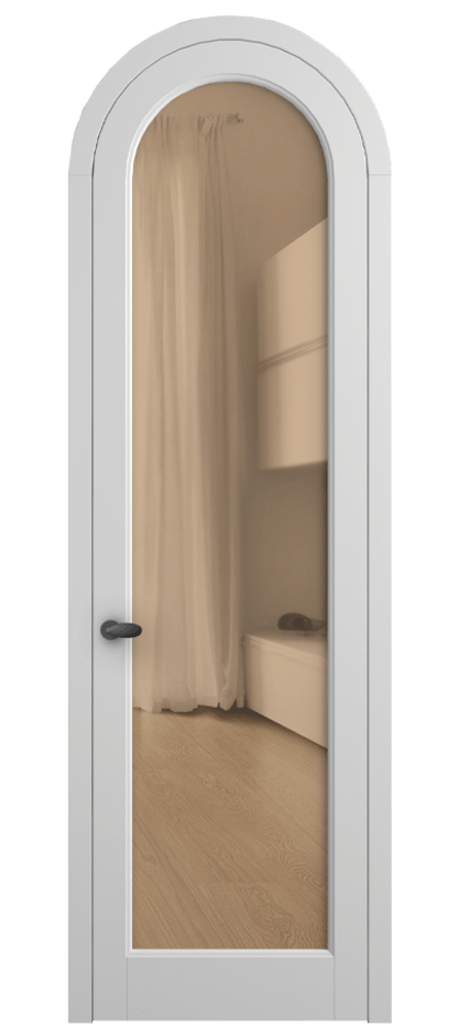 Межкомнатная дверь Палаццо 6814 Матовый белоснежный Прозрачное оранжевое стекло, триплекс Цена 6500 AZE | Volhovec