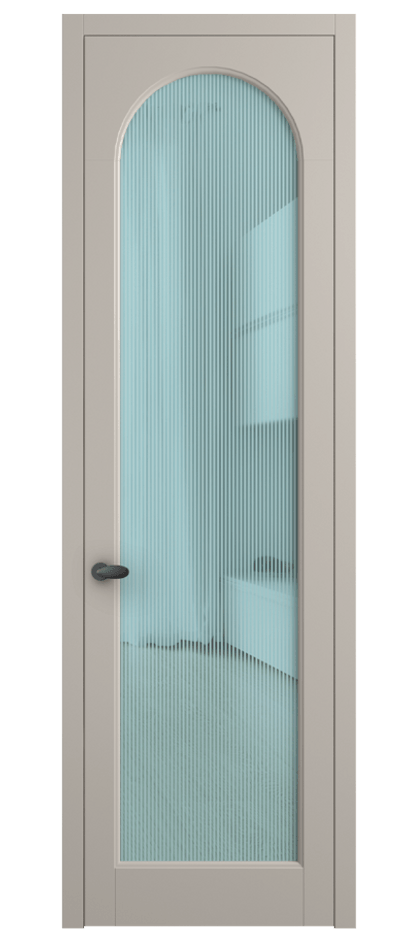 Межкомнатная дверь Палаццо 6804 Матовый светло-бежевый Рифлёное голубое стекло "Дюна", триплекс Цена 5400 AZE | Volhovec