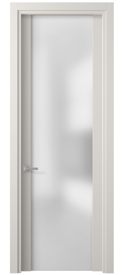 Межкомнатная дверь Планум 4114 Матовый пудровый белый Сатинированное стекло Цена 3091 AZE | Volhovec