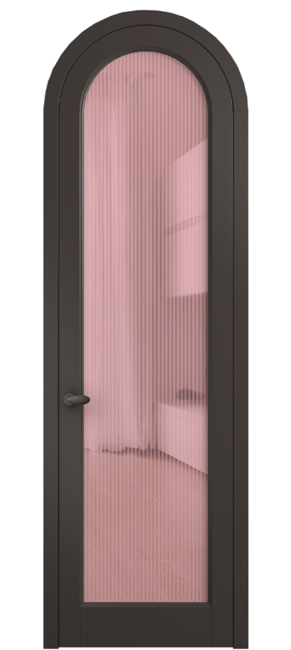 Межкомнатная дверь Палаццо 6814 Матовый антрацит Рифлёное розовое стекло "Moru", триплекс Цена 6900 AZE | Volhovec