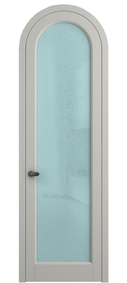 Межкомнатная дверь Палаццо 6814 Матовый тёплый серый Фактурное голубое стекло "Лёд", триплекс Цена 6800 AZE | Volhovec