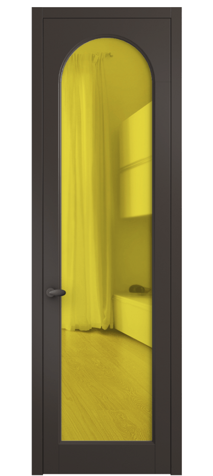 Межкомнатная дверь Палаццо 6804 Матовый антрацит Прозрачное жёлтое стекло, триплекс Цена 5200 AZE | Volhovec