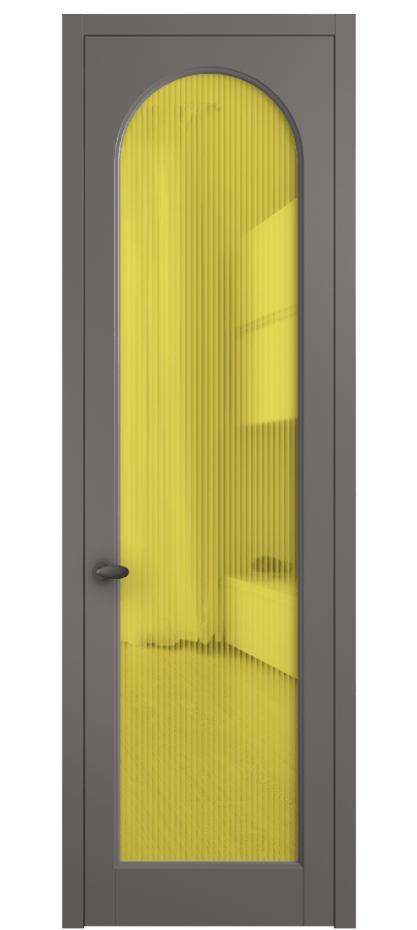 Межкомнатная дверь Палаццо 6804 Матовый классический серый Рифлёное жёлтое стекло "Мору", триплекс Цена 5500 AZE | Volhovec