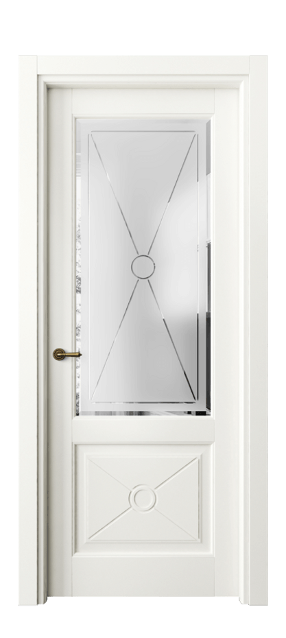 Межкомнатная дверь Тоскана Литера 6362 Матовый жемчужный Сатинированное стекло с гравировкой «LITERA» Цена 106199 ₽ | Volhovec