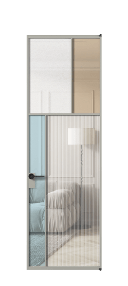 Межкомнатная дверь Mosaic АЛПЛ041.22 Алюминий нейтральный серый Комбинация стекол Группы 1 и Группы 3 Цена 8960 AZE | Volhovec