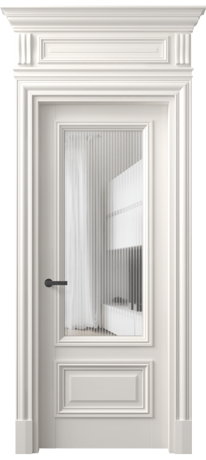 Межкомнатная дверь Antique 7306 Бук пудровый белый Рифлёное стекло "Moru", триплекс Цена 8890 AZE | Volhovec