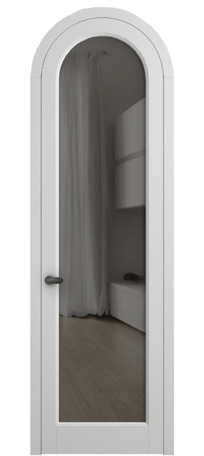 Межкомнатная дверь Палаццо 6814 Матовый белоснежный Прозрачное серое стекло, триплекс Цена 6500 AZE | Volhovec