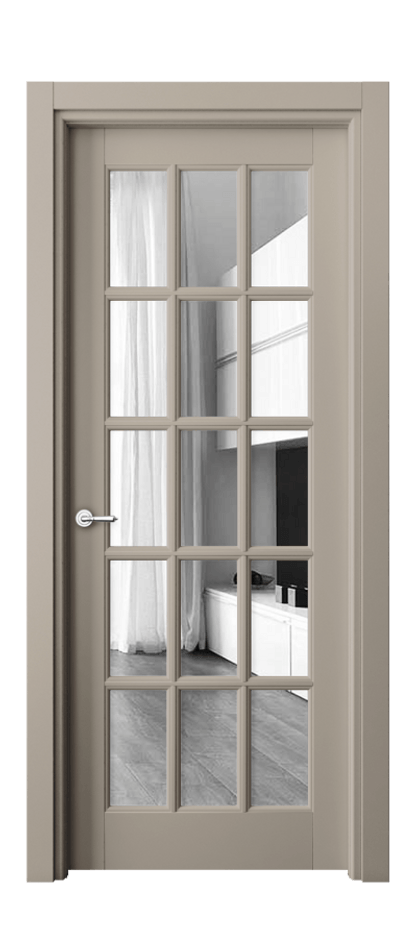 Межкомнатная дверь Тоскана Грильято 6311 Матовый бисквитный Двустороннее зеркало, триплекс Цена 6110 AZE | Volhovec