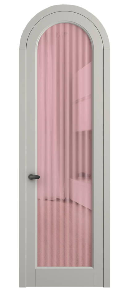 Межкомнатная дверь Палаццо 6814 Матовый тёплый серый Рифлёное розовое стекло "Дюна", триплекс Цена 6800 AZE | Volhovec