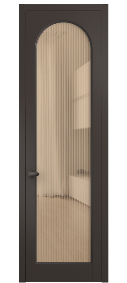 Межкомнатная дверь Палаццо 6804 Матовый антрацит Рифлёное оранжевое стекло "Мору", триплекс Цена 5500 AZE | Volhovec