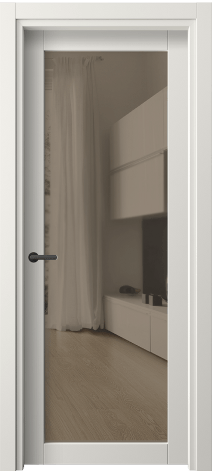 Межкомнатная дверь Нео 2102 ПЭТ белоснежный Прозрачное бронзовое стекло, триплекс Цена 600 AZE | Volhovec