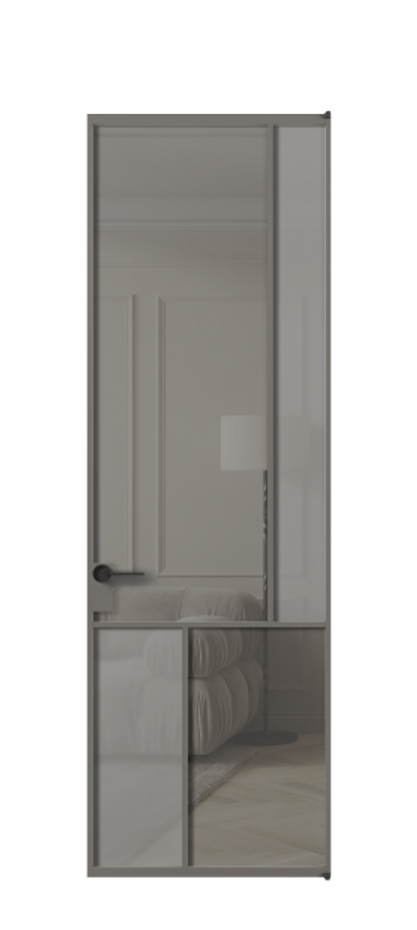 Межкомнатная дверь Mosaic АЛПЛ041.21 Алюминий классический серый Сатинированное серое стекло, триплекс, 6 мм + Прозрачное серое стекло, триплекс, 6 мм Цена 6660 AZE | Volhovec