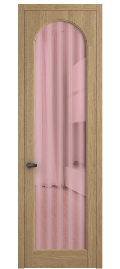 Межкомнатная дверь Палаццо 6804 Дуб соломенный матовый Рифлёное розовое стекло "Дюна", триплекс Цена 8000 AZE | Volhovec