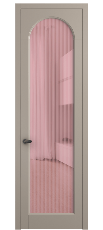 Межкомнатная дверь Палаццо 6804 Матовый бисквитный Рифлёное розовое стекло "Мору", триплекс Цена 5500 AZE | Volhovec