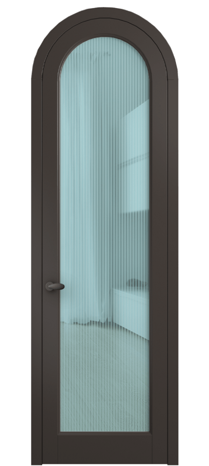 Межкомнатная дверь Палаццо 6814 Матовый антрацит Рифлёное голубое стекло "Moru", триплекс Цена 6900 AZE | Volhovec