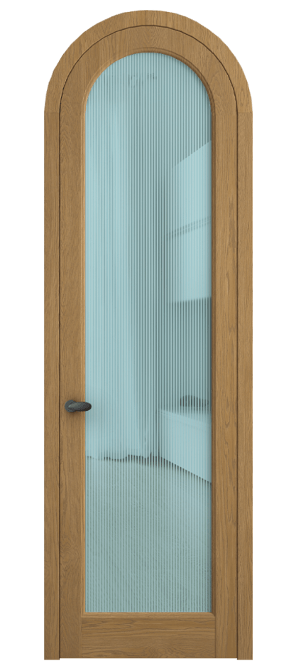 Межкомнатная дверь Палаццо 6814 Дуб солнечный матовый Рифлёное голубое стекло "Дюна", триплекс Цена 11100 AZE | Volhovec