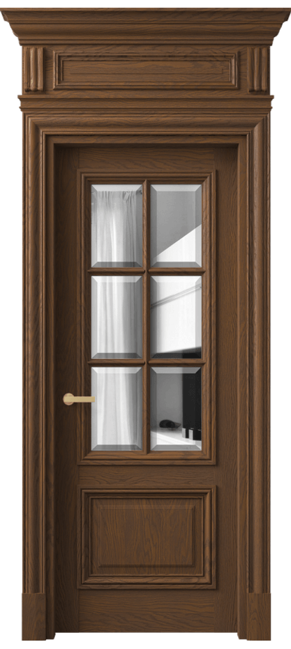 Межкомнатная дверь Антик 7312 Дуб каштановый матовый Двустороннее зеркало с фацетом, триплекс Цена 15440 AZE | Volhovec