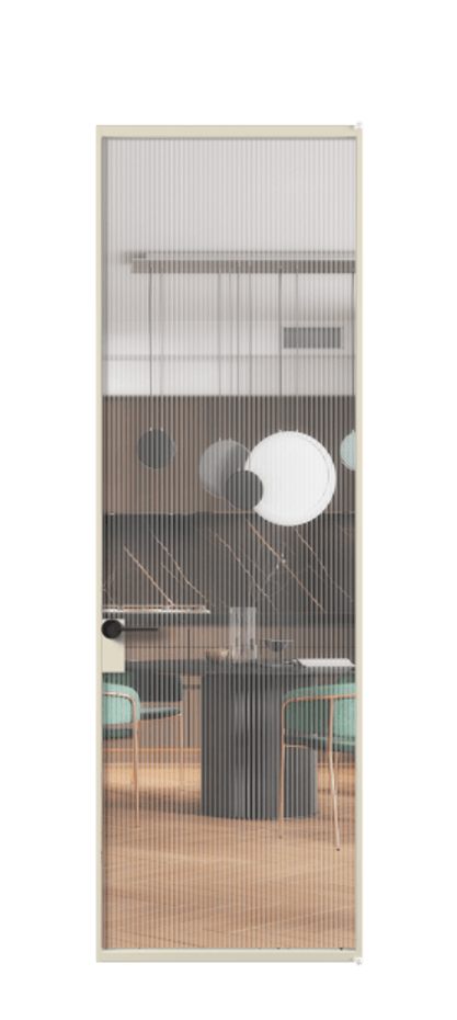 Алюминиевая дверь АЛПЛ040.01 Алюминий бежево-серый Рифлёное стекло "Moru", триплекс Цена 6550  | Volhovec