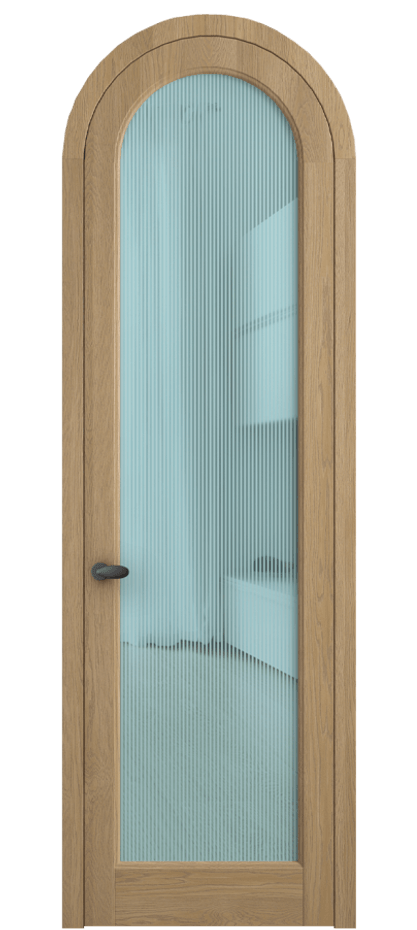 Межкомнатная дверь Палаццо 6814 Дуб соломенный матовый Рифлёное голубое стекло "Дюна", триплекс Цена 11100 AZE | Volhovec
