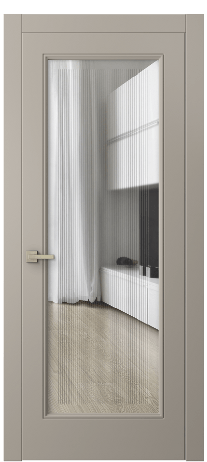 Межкомнатная дверь Линия 8300 Матовый бисквитный Прозрачное стекло с гравировкой "Каннелюры", триплекс Цена 4360 AZE | Volhovec